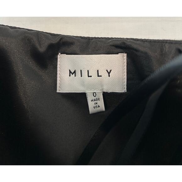 Milly women's Black Strapless Corset Midi Dress with Asymmetrical Draped Ruffle - Picture 3 of 5